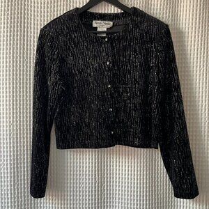 Ronni Nicole vintage black velvet sparkly cropped jacket